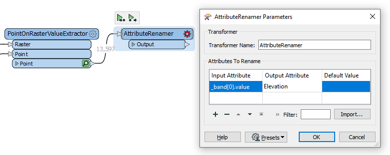 Setting AttributeRenamer parameters